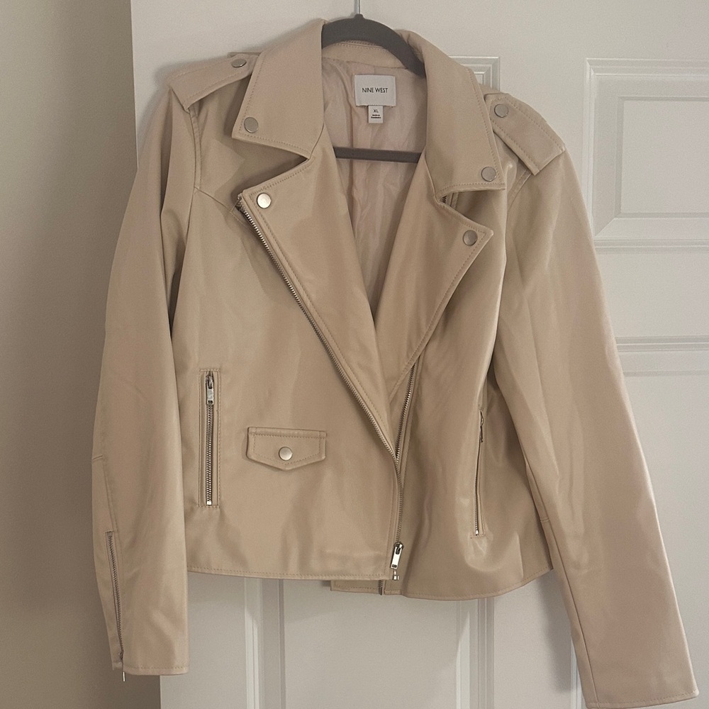 Nine West Tan Fake Leather Moto Jacket